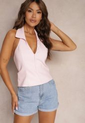 Niebieskie Bawełniane Szorty Denimowe High Waist Vimaelle. Niebieskie szorty Renee, bez wzorów, z bawełny. W wyprzedaży za 43.99 zł.