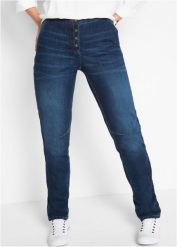 Dżinsy Boyfriend mid waist, wygodny pasek. Niebieskie jeansy bonprix, bez wzorów, z jeansu. Za 137.99 zł.
