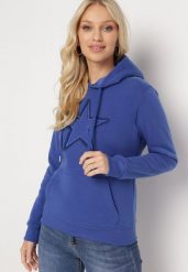 Niebieska Bluza Ocieplana z Nadrukiem Grolla. Niebieskie bluzy Born2be, xl, bez wzorów, z polaru, casualowe, bez ramiączek, z kapturem. W wyprzedaży za 76.49 zł.