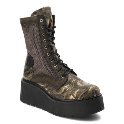 Złote Botki Maciejka Wzorzyste Obuwie Damskie Premium. Żółte botki Maciejka, bez wzorów, ze skóry, eleganckie, bez obcasa, na platformie, bez zapięcia. Za 459.00 zł.