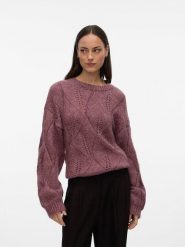 Vero Moda Sweter w kolorze fioletowym rozmiar: L. Różowe swetry Vero Moda, l, bez wzorów, z wełny, bez ramiączek. Za 144.24 zł.