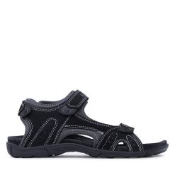 Sandały Halti. Czarne sandały Halti, bez wzorów, bez obcasa, na płaskiej podeszwie, bez zapięcia. Za 249.99 zł.