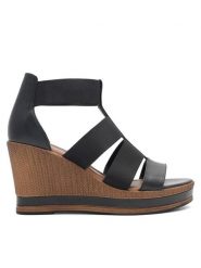 Lasocki Sandały CORTE WI23-CORTE-01 Czarny. Czarne sandały Lasocki, bez wzorów, z materiału, bez obcasa, na koturnie, bez zapięcia. Za 189.99 zł.
