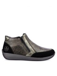 Rieker Botki N1152-42 Szary. Szare botki Rieker, bez wzorów, ze skóry, bez obcasa, na płaskiej podeszwie, bez zapięcia. Za 199.99 zł.