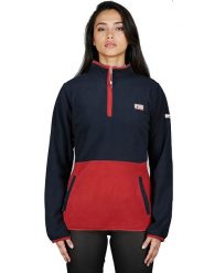 Geographical Norway Bluza polarowa "Touki" w kolorze granatowo-bordowym rozmiar: XXL. Niebieskie bluzy bez kaptura Geographical Norway, xxl, bez wzorów, z polaru, bez kaptura. Za 64.45 zł.