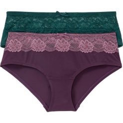 Figi "panty" (2 pary) bonprix czarny bez - matowy jeżynowy + zielony. Figi marki bonprix. Za 49.98 zł.