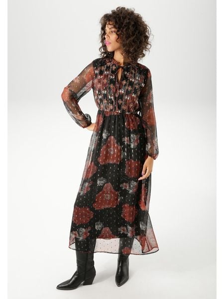 Aniston Sukienka w kolorze czarno-czerwonym rozmiar: 42. Czarne sukienki Aniston, na co dzień, bez wzorów, bez kołnierzyka, bez ramiączek, maxi, proste. Za 83.03 zł.