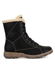 Rieker Botki Z0102-00 Czarny. Czarne botki Rieker, bez wzorów, bez obcasa, na płaskiej podeszwie, bez zapięcia. Za 295.00 zł.
