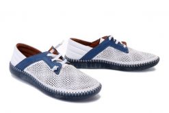 MANITU 840074-05 blau, półbuty damskie. Niebieskie półbuty wsuwane Manitu, na lato, bez wzorów, ze skóry, bez obcasa. Za 319.90 zł.