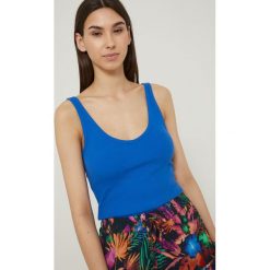 Medicine top damski. Niebieskie topy MEDICINE, l, bez wzorów, z materiału, bez kołnierzyka, bez ramiączek. Za 39.90 zł.