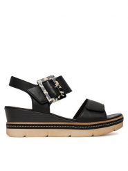 Remonte Sandały CEO-D2L53-00 Czarny. Czarne sandały Remonte, bez wzorów, ze skóry, bez obcasa, na koturnie, bez zapięcia. Za 379.99 zł.