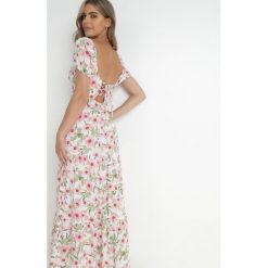 Biała Sukienka Bloch. Białe sukienki Born2be, l, bez wzorów, z tkaniny, boho, bez kołnierzyka, bez ramiączek, maxi, gorsetowe. W wyprzedaży za 79.99 zł.