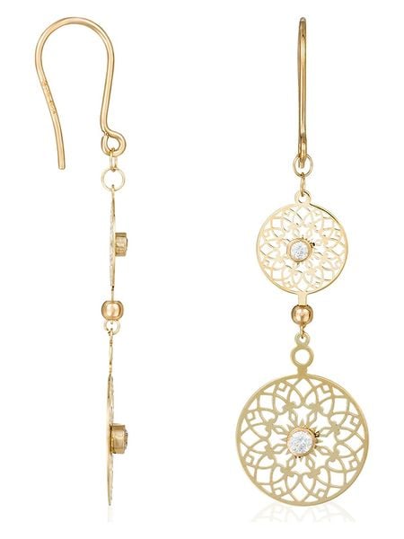 L instant d Or Złote kolczyki "Ancestral" z cyrkoniami rozmiar: onesize. Żółte kolczyki L instant d Or, z cyrkonią, złote. Za 983.70 zł.