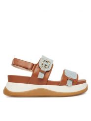 Liu Jo Sandały Fiona 02 BA6087 EX350 Błękitny. Niebieskie sandały Liu Jo, bez wzorów, ze skóry, bez obcasa, na płaskiej podeszwie, bez zapięcia. Za 599.99 zł.