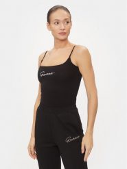 Guess Top Signature V4RP06 J1314 Czarny Regular Fit. Czarne topy Guess, m, z aplikacjami, z bawełny, bez kołnierzyka, bez ramiączek. Za 149.99 zł.
