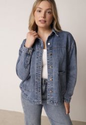 Niebieska Bawełniana Kurtka Jeansowa o Koszulowym Kroju z Kieszeniami Senryss. Niebieskie kurtki Born2be, l, bez wzorów, z bawełny, bez kaptura. Za 179.99 zł.