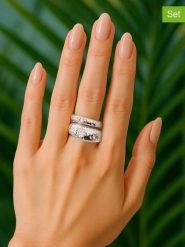 Lodie Silver Pierścionki (2 szt.) z cyrkoniami rozmiar: onesize. Szare pierścionki Lodie Silver, z cyrkonią, z mosiądzu. Za 82.64 zł.