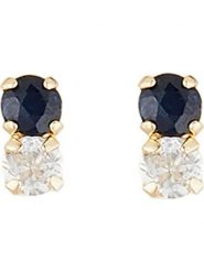 OR ÉCLAT Złote kolczyki-wkrętki "Puces duo précieuses" z szafirami i topazami rozmiar: onesize. Białe kolczyki Or Éclat, z szafirem, złote. Za 275.40 zł.