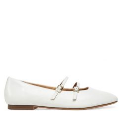 Baleriny Tamaris. Białe baleriny Tamaris, bez wzorów, bez obcasa, bez zapięcia. Za 189.99 zł.