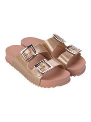 Zaxy Klapki "Partner III" w kolorze złotym rozmiar: 41/42. Żółte klapki Zaxy, bez wzorów, klasyczne, z otwartym noskiem, bez obcasa, bez zapięcia. Za 107.95 zł.