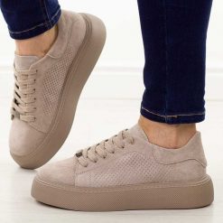 Taupe skórzane półbuty damskie Filippo Dp7502/26. Brązowe półbuty wsuwane Filippo, na jesień, bez wzorów, z jeansu, eleganckie, bez obcasa, na platformie. Za 249.00 zł.