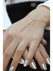 Miu Silver Pozłacana bransoletka z elementami ozdobnymi rozmiar: onesize. Różowe bransoletki Miu Silver, pozłacane. Za 69.99 zł.