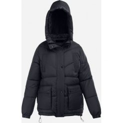 Granatowa Kurtka Pikowana z Kapturem Lannea. Niebieskie kurtki Born2be, plus size, bez wzorów, z jeansu, z kapturem. W wyprzedaży za 160.99 zł.