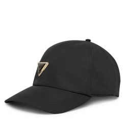 Czapka z daszkiem Guess. Czarne czapki z daszkiem Guess, z aplikacjami. Za 159.99 zł.