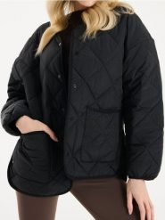 Pikowana kurtka - czarny. Czarne kurtki Sinsay, l, bez wzorów, bez kaptura. Za 69.99 zł.