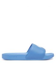 Lacoste Klapki Serve 0.0 7-49CFA0042 Niebieski. Niebieskie klapki Lacoste, bez wzorów, ze skóry, bez obcasa, bez zapięcia. Za 149.99 zł.
