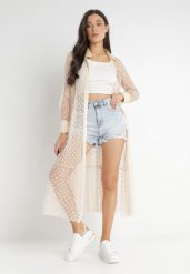 Beżowa Sukienka Muir. Brązowe sukienki Born2be, l, bez wzorów, z tkaniny, klasyczne, bez kołnierzyka, bez ramiączek, midi, dopasowane. Za 159.99 zł.