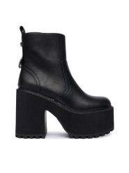 Buffalo Botki Killah Zip Boot Mid 1622374 Czarny. Czarne botki Buffalo, bez wzorów, ze skóry, bez obcasa, na słupku, bez zapięcia. Za 459.99 zł.