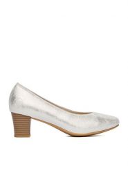 Rieker Czółenka 44650-90 Srebrny. Szare czółenka Rieker, bez wzorów, z materiału, bez obcasa, bez zapięcia. Za 319.99 zł.