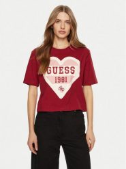 Guess T-Shirt V5RI01 I3Z14 Beżowy Regular Fit. Brązowe t-shirty Guess, s, z aplikacjami, z bawełny, bez kołnierzyka, bez ramiączek. Za 119.99 zł.