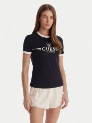 Guess T-Shirt V6GI08 K2975 Granatowy Regular Fit. Niebieskie t-shirty Guess, xxs, z aplikacjami, z bawełny, bez kołnierzyka, bez ramiączek. Za 189.99 zł.