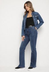 Niebieskie Jeansy Typu Dzwony z Wysokim Stanem Finvanna. Niebieskie jeansy Born2be, l, bez wzorów, z jeansu, eleganckie, z podwyższonym stanem. Za 109.99 zł.