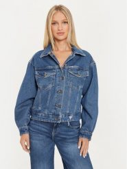 Guess Kurtka jeansowa W4YN56 D5CC3 Granatowy Oversize. Niebieskie kurtki Guess, xl, z aplikacjami, z bawełny, bez kaptura. Za 519.99 zł.