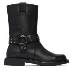 Botki Karl Lagerfeld Jeans. Czarne botki Karl Lagerfeld Jeans, bez wzorów, z jeansu, bez obcasa, bez zapięcia. Za 1,229.00 zł.