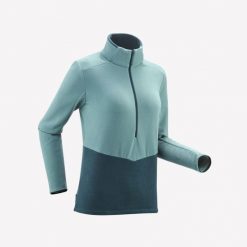 Polar turystyczny damski Quechua MH500. Niebieskie bluzy z polaru QUECHUA, l, bez wzorów, z materiału, trekkingowe. Za 69.99 zł.