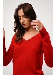 AUTHENTIC CASHMERE Kaszmirowy sweter "Galise" w kolorze czerwonym rozmiar: M. Czerwone swetry AUTHENTIC CASHMERE, m, bez wzorów, z kaszmiru, bez ramiączek. Za 275.40 zł.