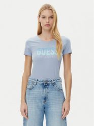 Guess T-Shirt W5GI14 J1314 Niebieski Regular Fit. Niebieskie t-shirty Guess, l, z aplikacjami, z bawełny, bez kołnierzyka, bez ramiączek. Za 129.99 zł.