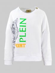Plein Sport Bluza w kolorze białym rozmiar: L. Białe bluzy bez kaptura Plein Sport, l, bez wzorów, z bawełny, bez kaptura. Za 233.87 zł.