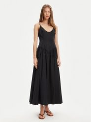 STAUD Sukienka letnia Dena R24S2109PO Czarny Slim Fit. Czarne sukienki STAUD, s, bez wzorów, z bawełny, bez kołnierzyka, bez ramiączek. Za 1,849.00 zł.