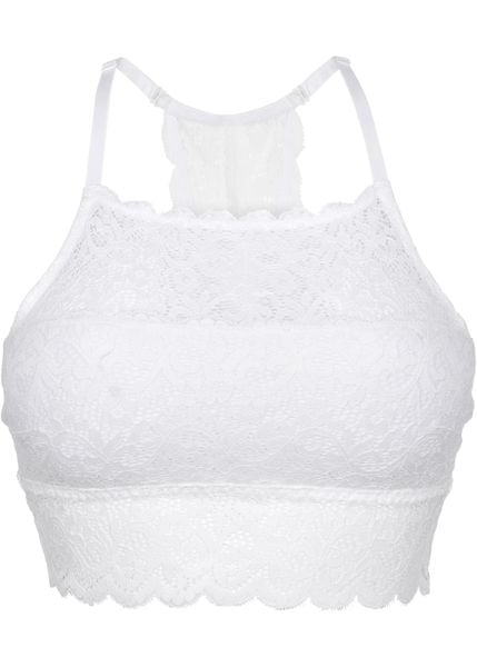 Biustonosz bustier z rozciągliwej koronki. Białe biustonosze bonprix, bez wzorów, z koronki. Za 77.99 zł.