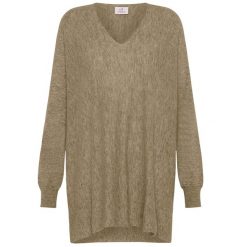 Deha Sweter Z Mieszanki Wełny Z Dekoltem W Serek Damskie. Brązowe swetry Deha, s, bez wzorów, z kaszmiru, bez ramiączek. Za 484.99 zł.