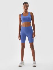 4F Legginsy kolarki treningowe damskie - granatowe M/L. Niebieskie legginsy 4f, l, bez wzorów, z dzianiny, z podwyższonym stanem, na fitness i siłownię. W wyprzedaży za 69.99 zł.