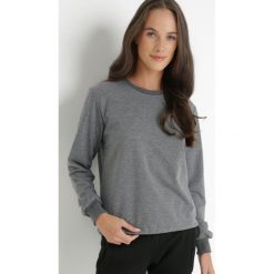 Ciemnoszara Bluza Phaelis. Szare bluzy Born2be, l, bez wzorów, z bawełny, bez kaptura. W wyprzedaży za 21.24 zł.