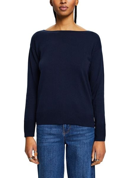 ESPRIT Sweter w kolorze granatowym rozmiar: XS. Niebieskie swetry Esprit, xs, bez wzorów, z bawełny, bez ramiączek. Za 118.28 zł.