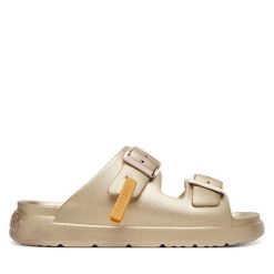 Sandały D.Franklin. Żółte sandały D.Franklin, bez wzorów, bez obcasa, na płaskiej podeszwie, bez zapięcia. Za 169.99 zł.