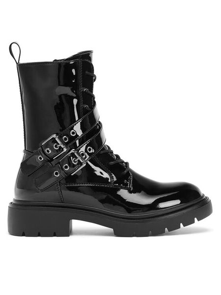 Jenny Fairy Trzewiki WS6199-07 Czarny. Czarne botki Jenny Fairy, bez wzorów, ze skóry, bez obcasa, na płaskiej podeszwie, bez zapięcia. Za 179.99 zł.